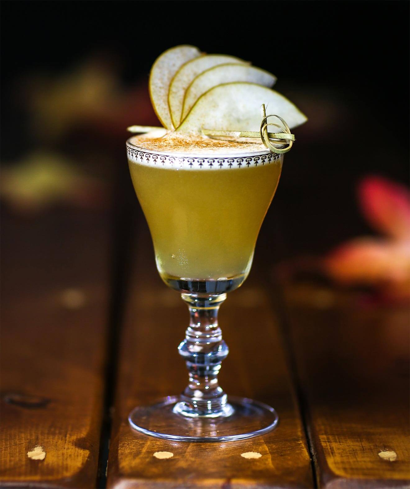 Harvest Moon cocktail, with garnish