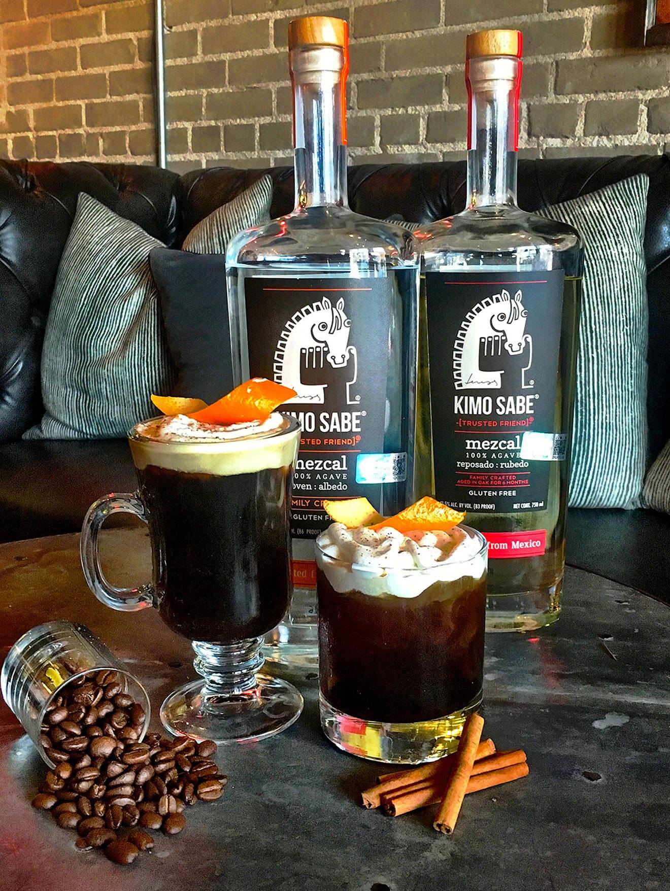 Holiday In Zacatecas, 2 cocktails with bottles