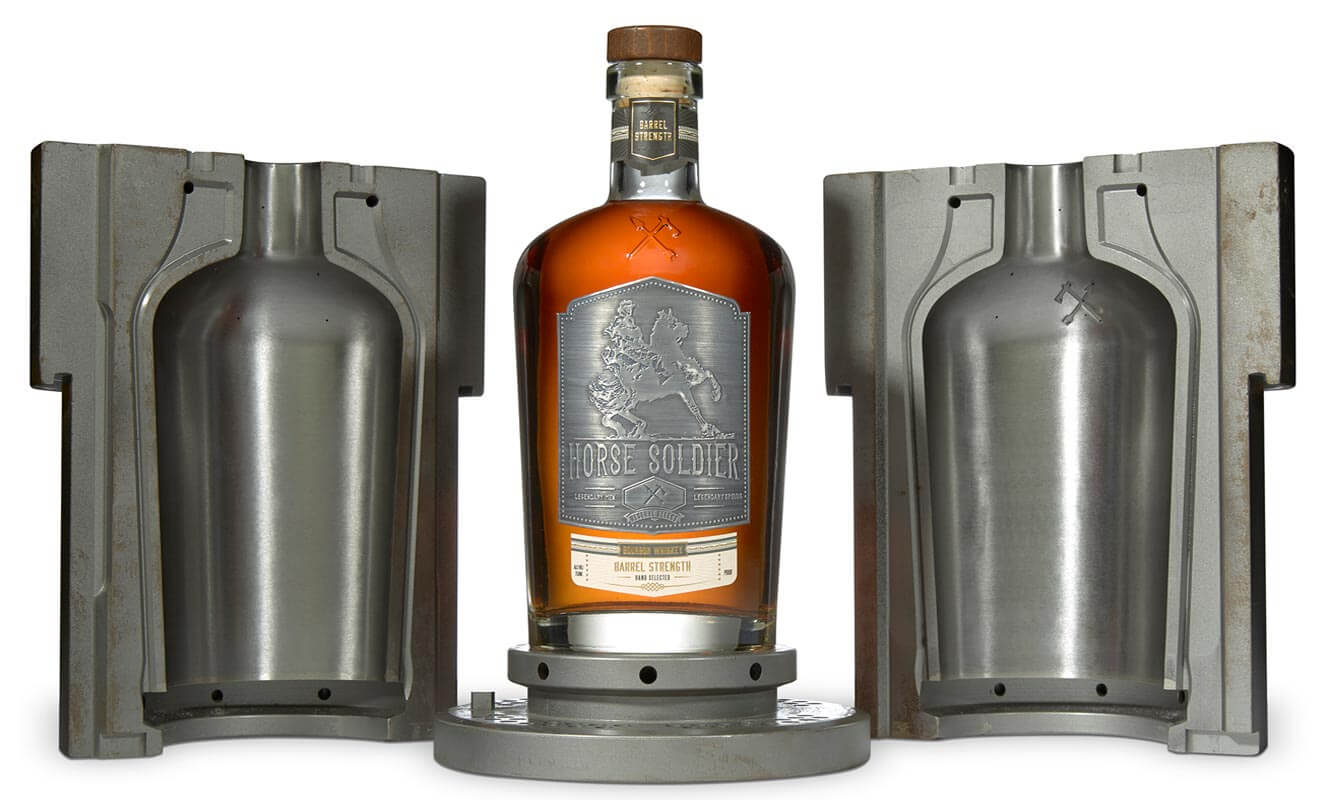 Horse Soldier Signature Bourbon, bottle and mold on white