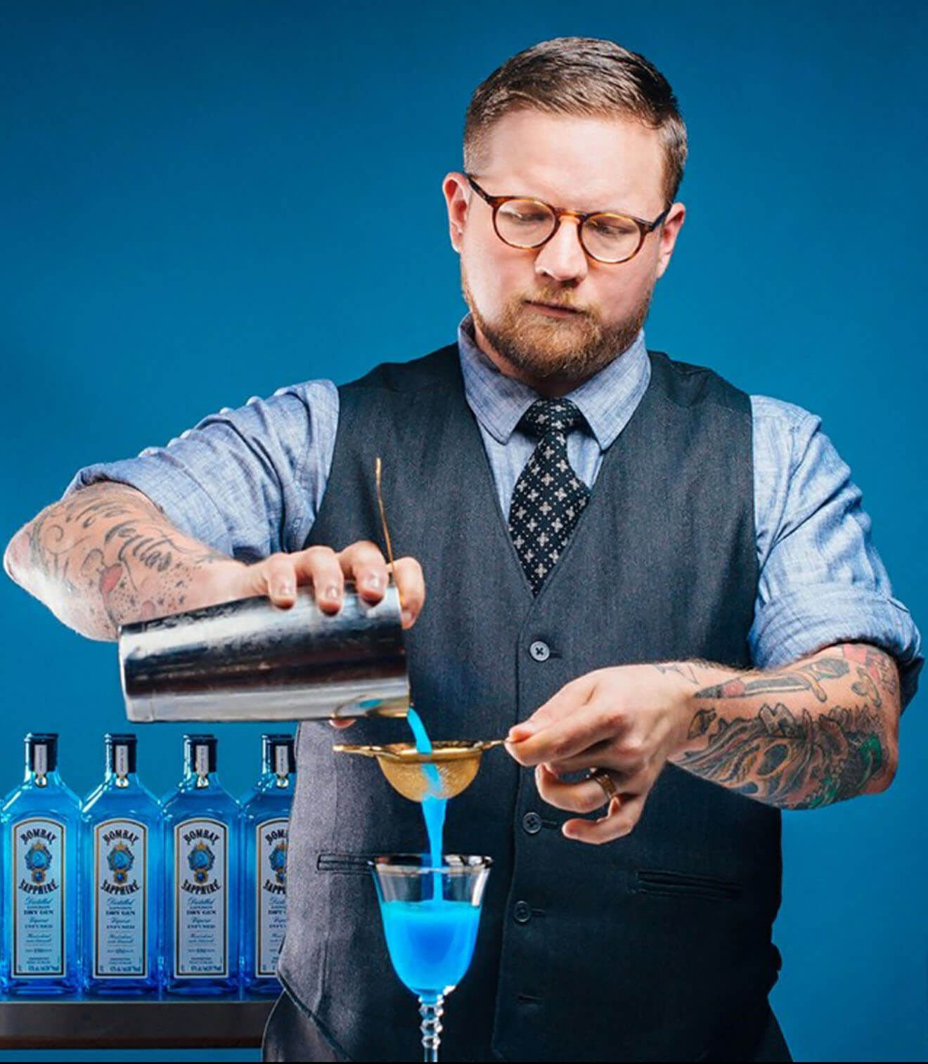 Houston Bartender Chris Morris Mixing Behind the Stick, portrait
