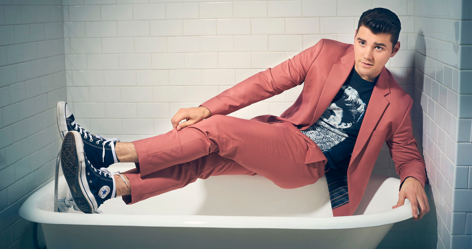 Chillin' with JT Neal, bathtub, pink suit, featured image