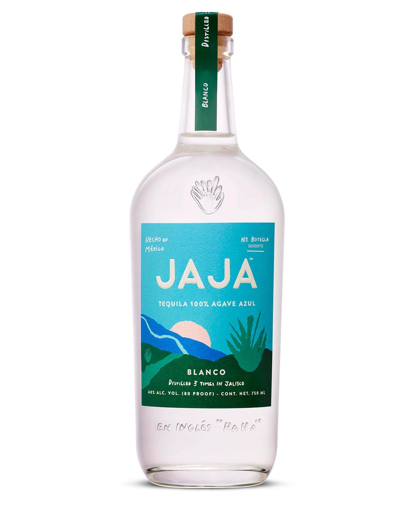 JAJA Premium Tequila Blanco, bottle on white