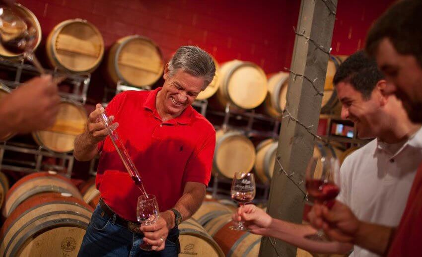 King Family Vineyards, workers trying a new batch