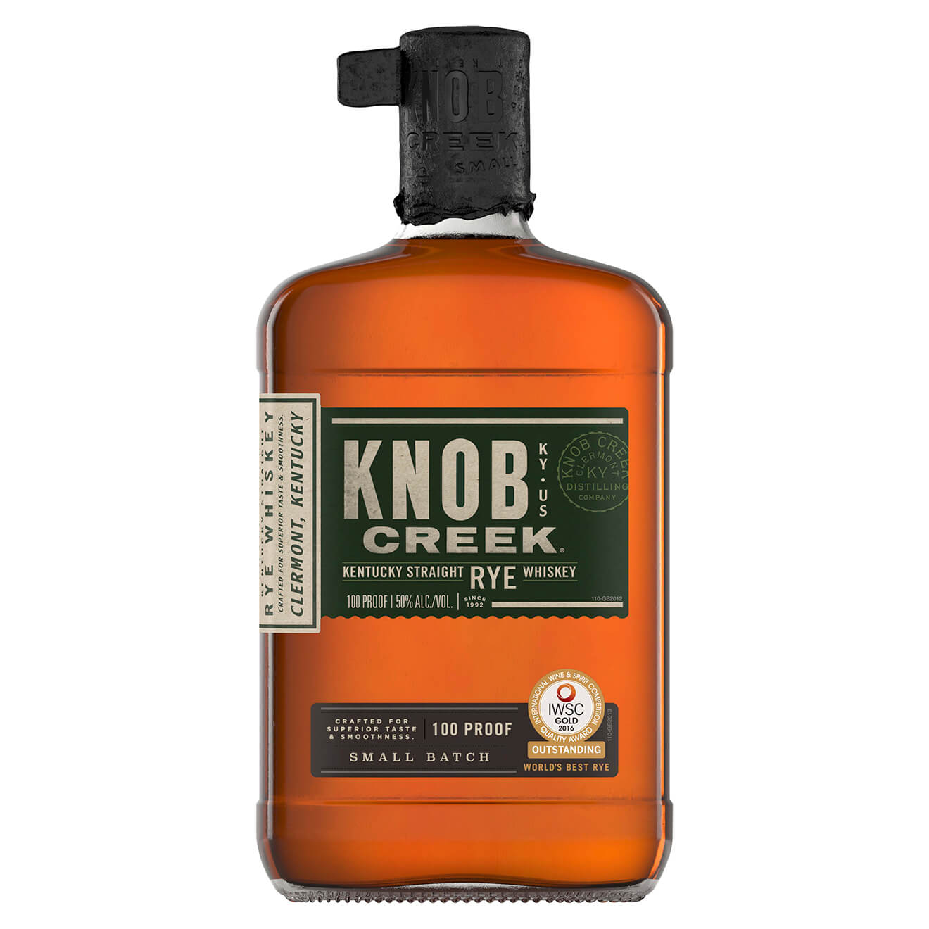 Knob Creek Straight Rye Whiskey, bottle on white
