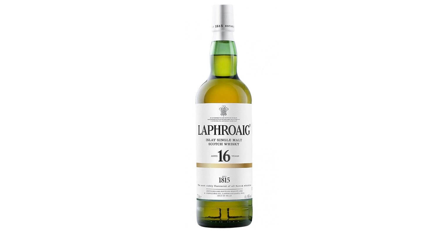 Laphroaig 16 Year, bottle on white, featured image