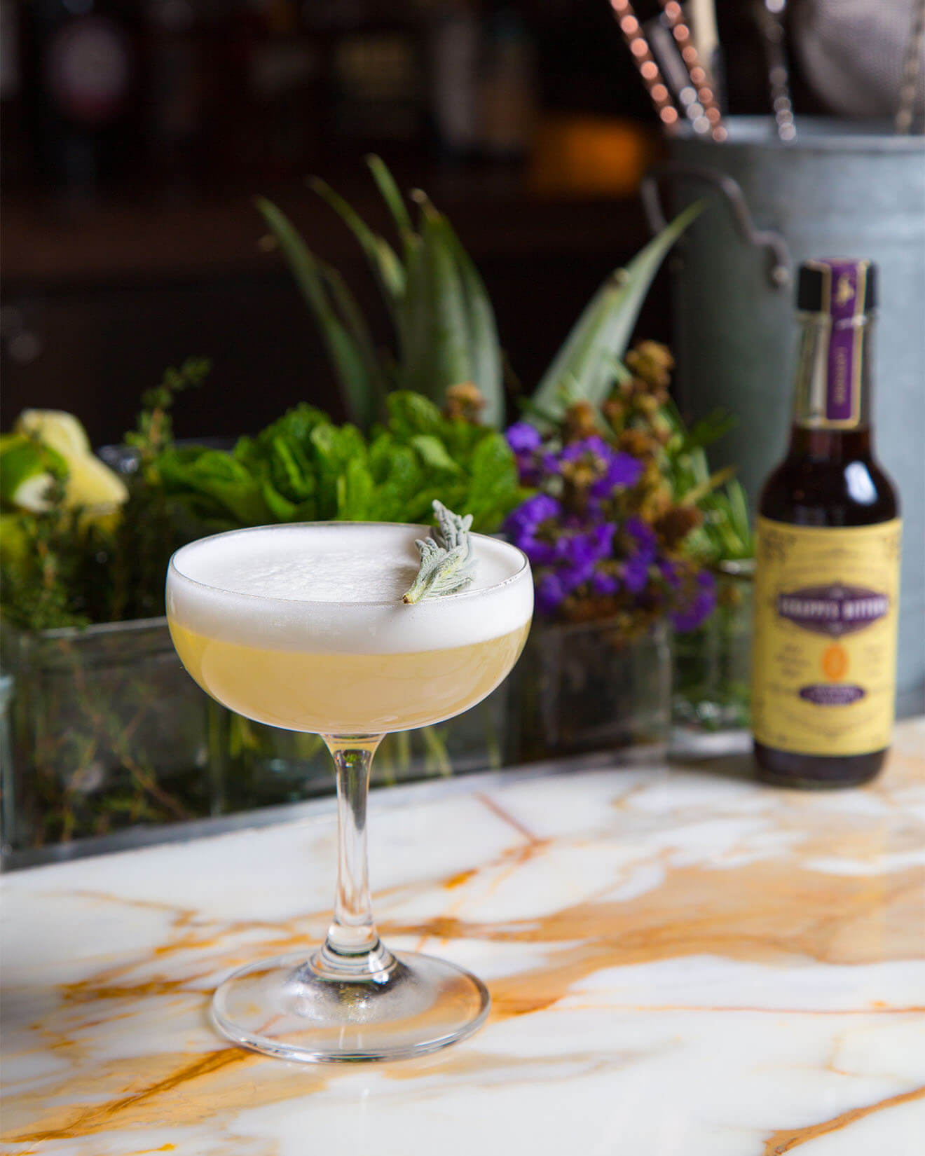 Lavagave cocktail, with garnish