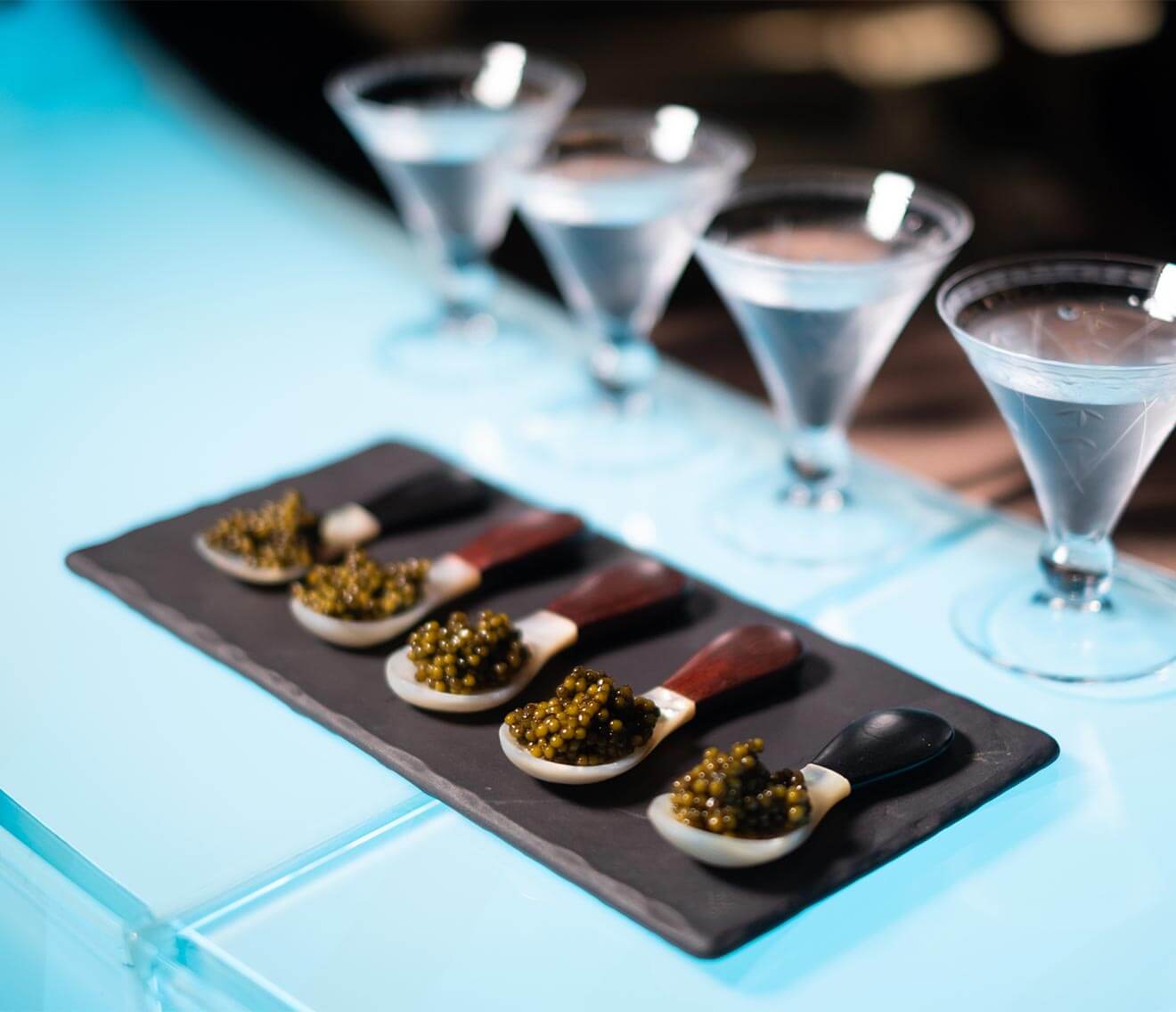 Lebua No. 3 Caviar Flight, paired with martinis
