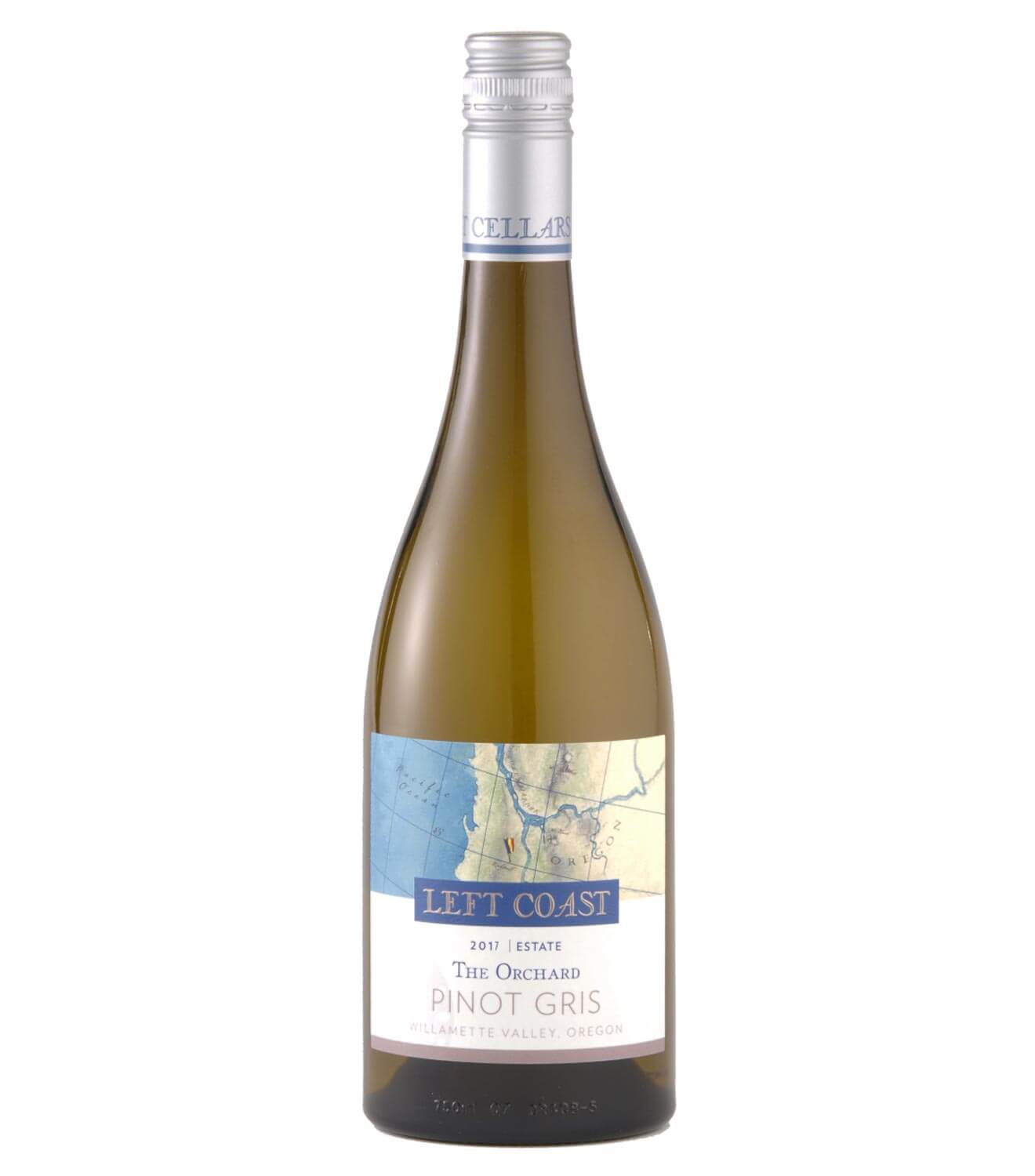 Left Coast Cellars The Orchards Pinot Gris 2017, bottle on white
