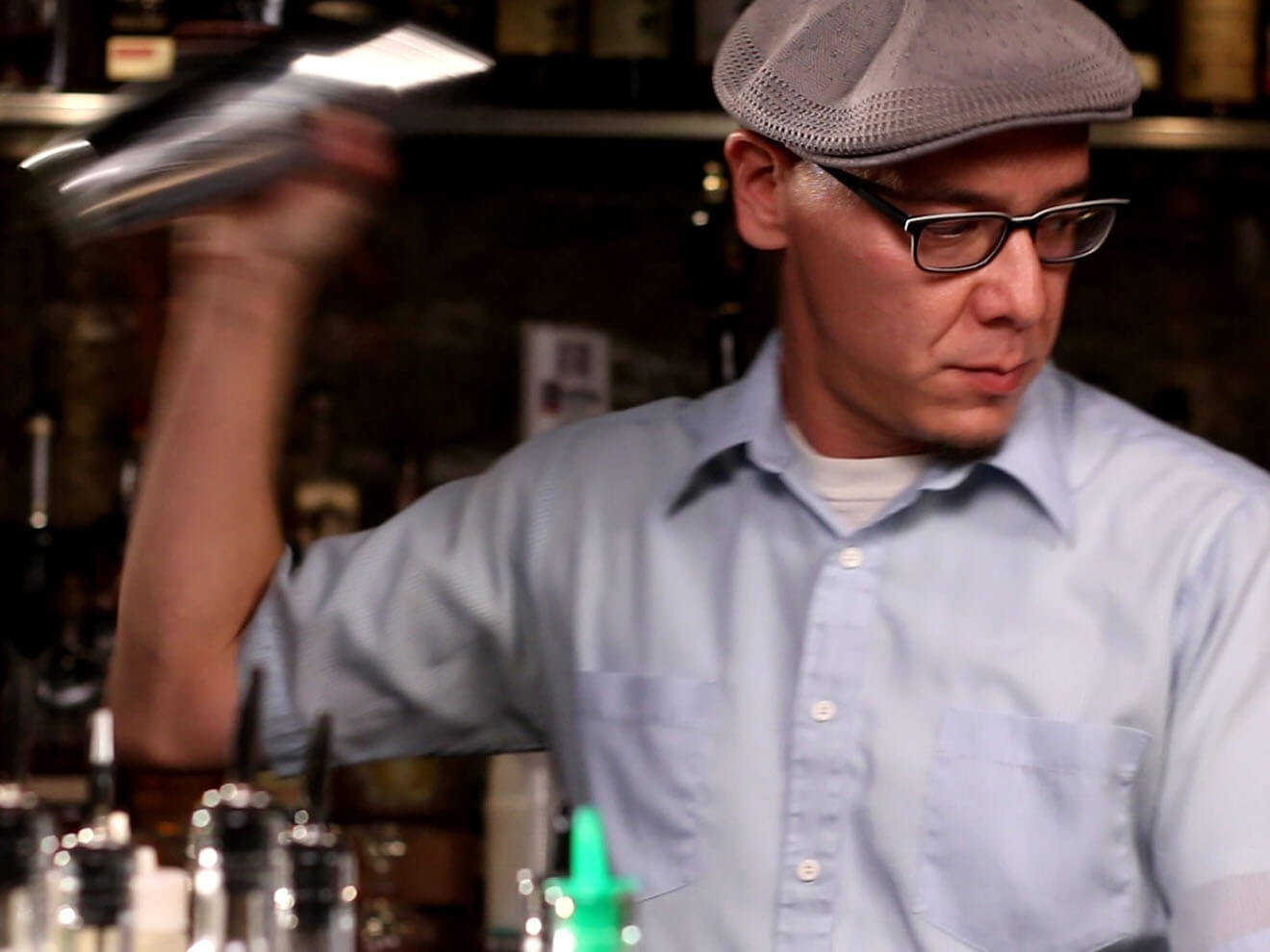 Leonard Lopp Shaking a cocktail