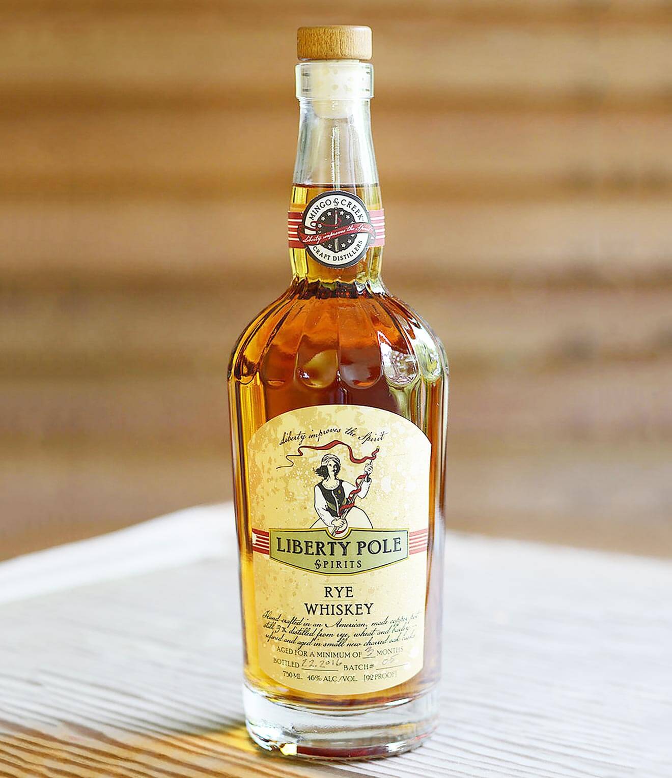 Liberty Pole Spirits, bottle on table