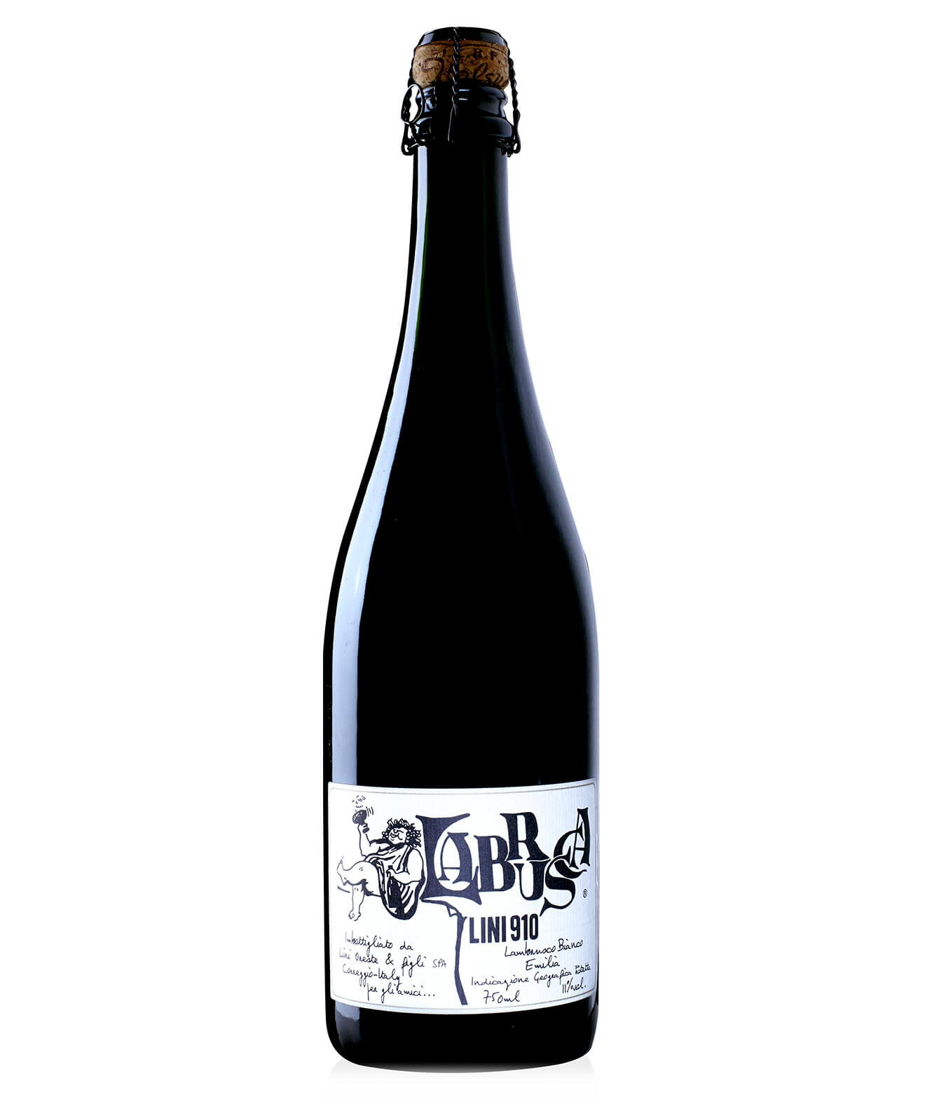 Lambrusco Dell’emilia Bianco NV, bottle on white