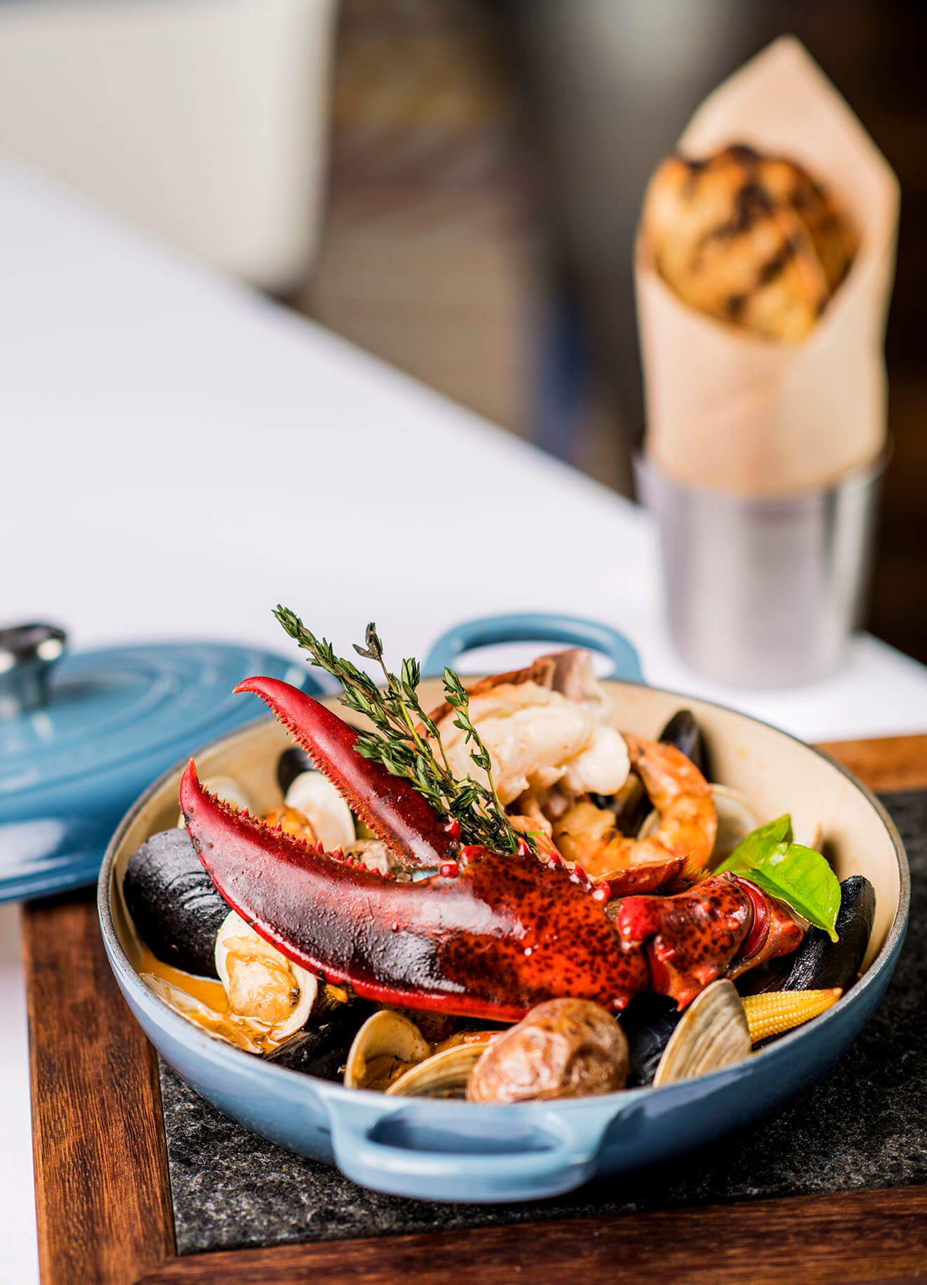 Lobster Pot, on table with wrap