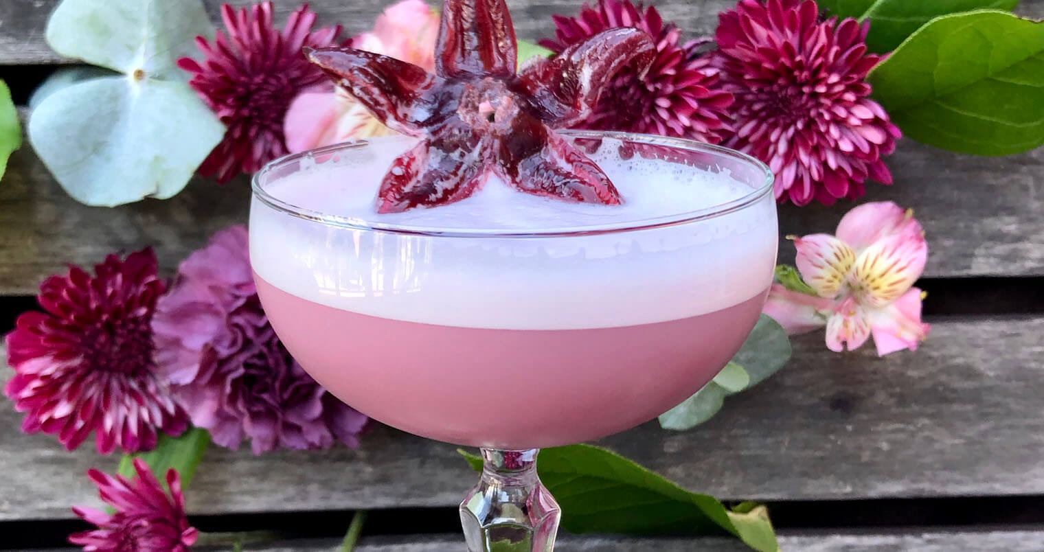 Rose Orchard, cocktail with flower garnish, featured image