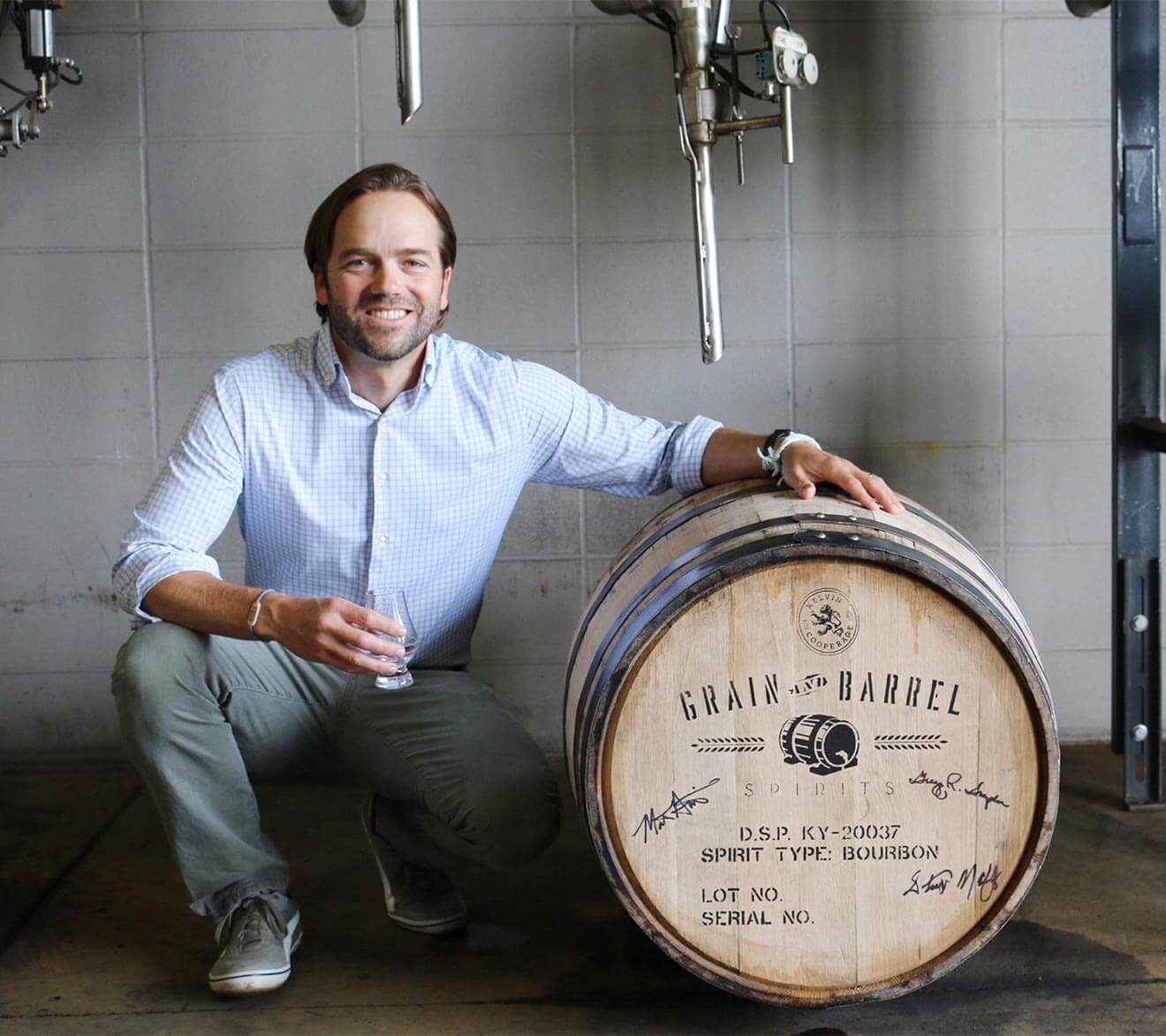 Matti Anttila posing with barrel and glass