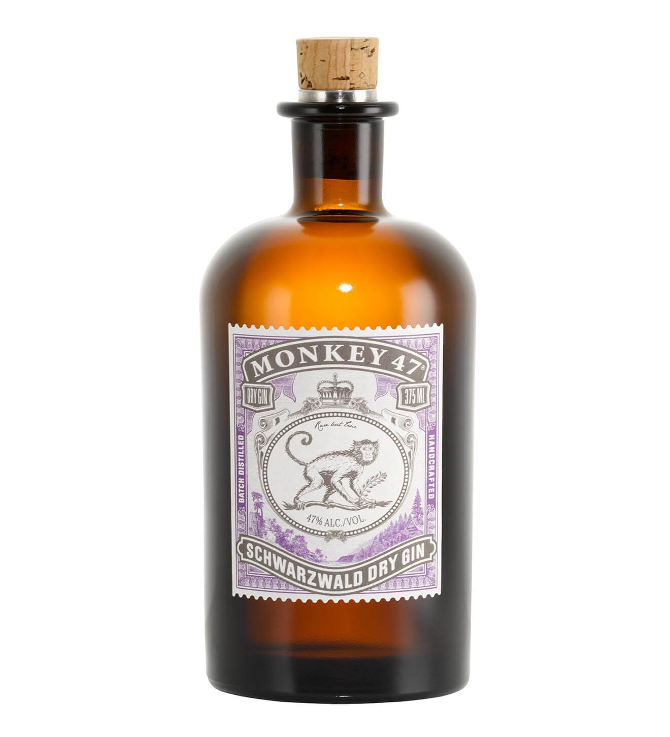 Monkey 47 Schwarzwald Dry Gin, bottle on white