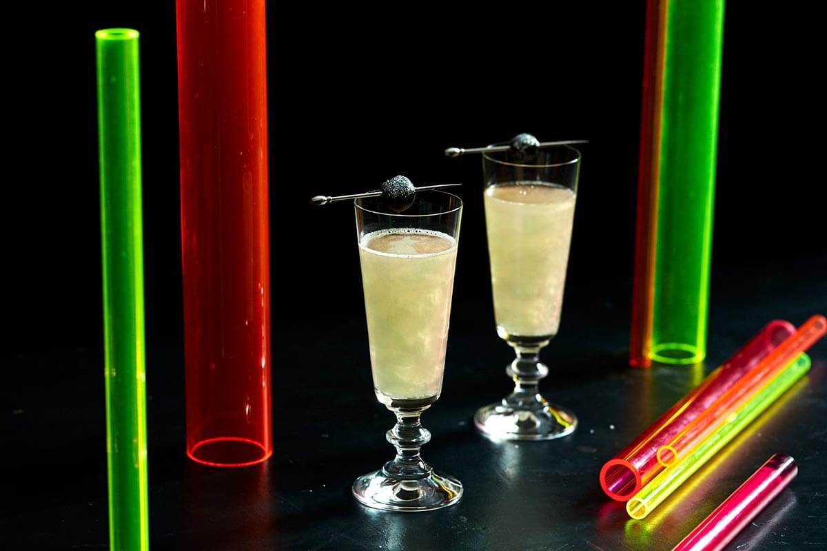 Moon Spritz cocktails with backdrop