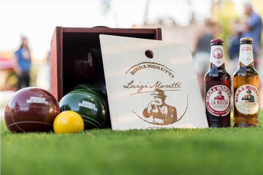 Birra Moretti Bocce Ball Program, game setup on grass