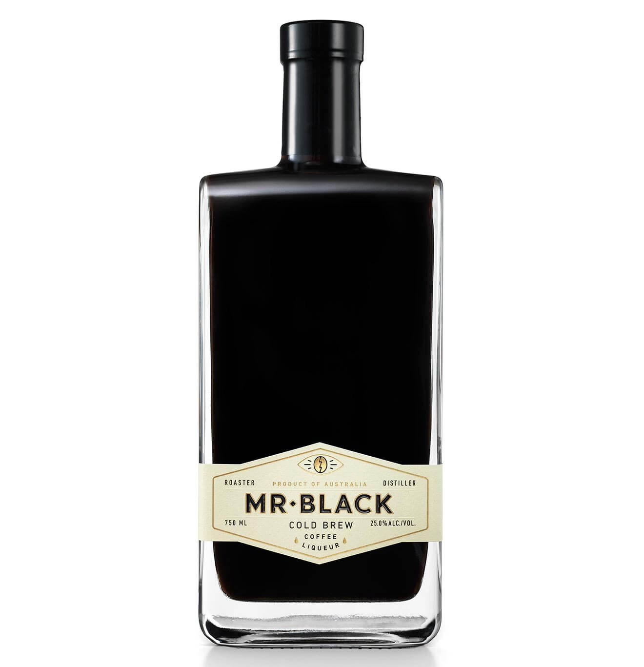 Mr Black Cold Brew Coffee Liqueur, full bottle on white