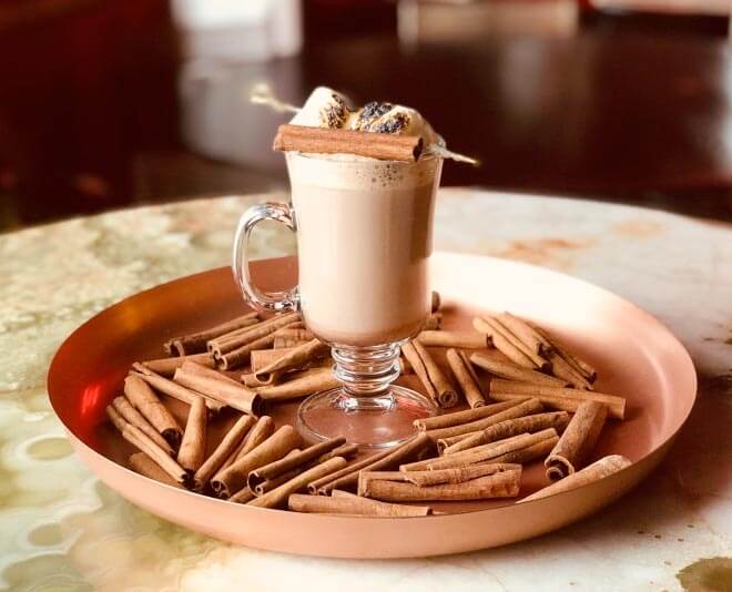 Mr. Black Hot Chocolate, cocktail on plate with spices
