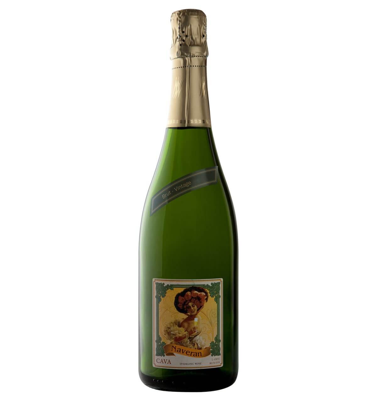 Naveran Brut Cava 2016, bottle on white back