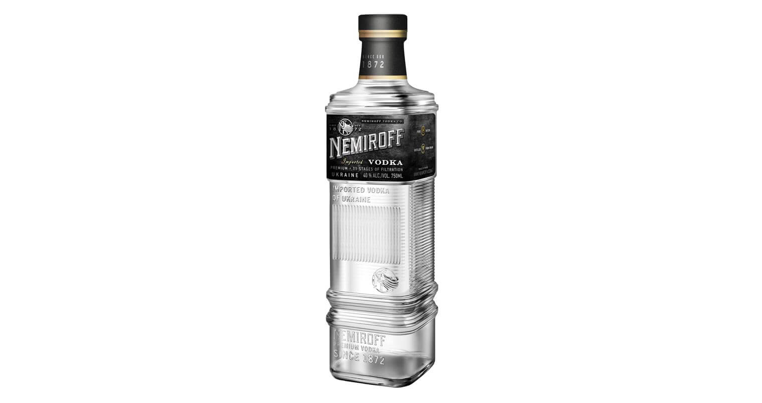 Nemiroff Vodka bottle on white, featured image