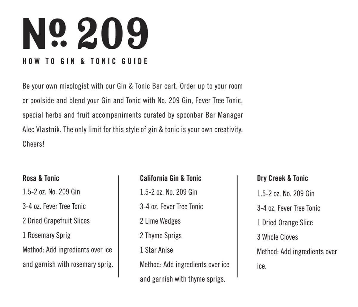 No. 209 Gin and Tonic How To Guide