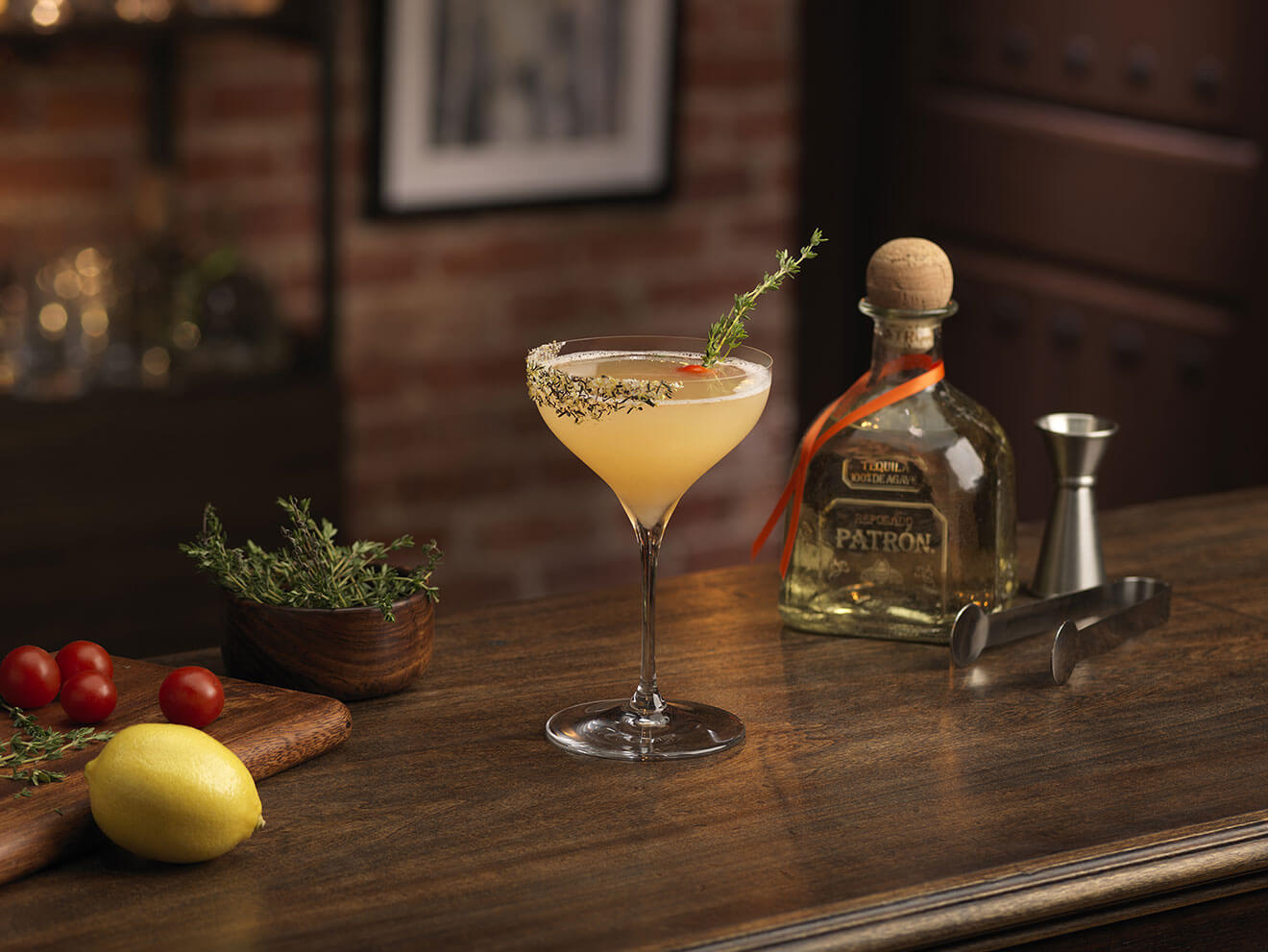 North End Margarita, cocktail and bottle