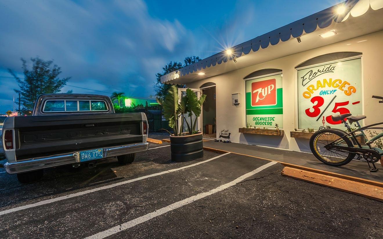 O.G. Delray Beach, outdoor entrance night shot