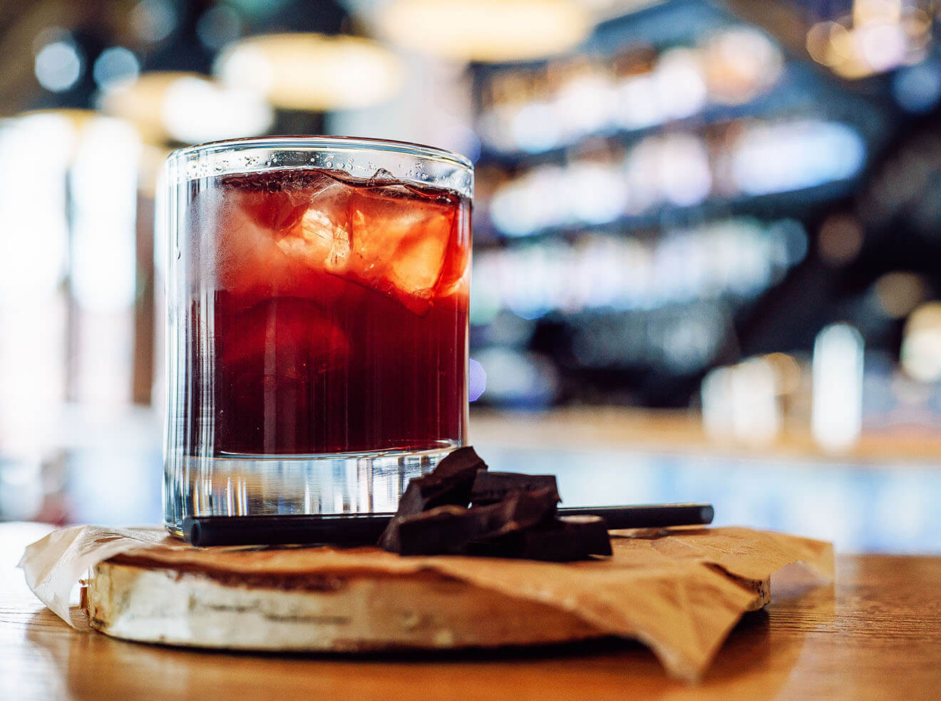 Oaxaca Old Fashioned, cocktail on coaster