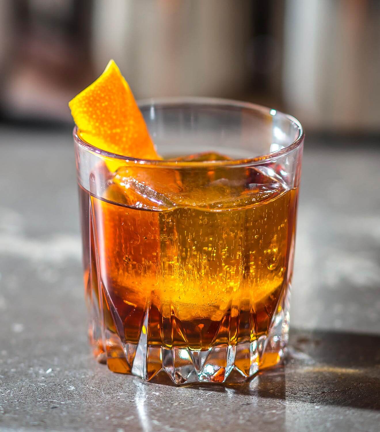 Old Pal Spencer, cocktail, orange peel garnish