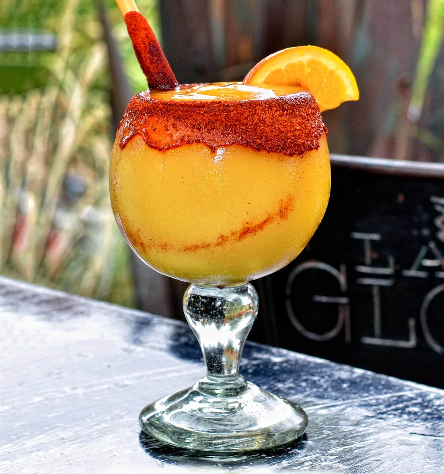 The Original Mangonada, cocktail with rim and garnish
