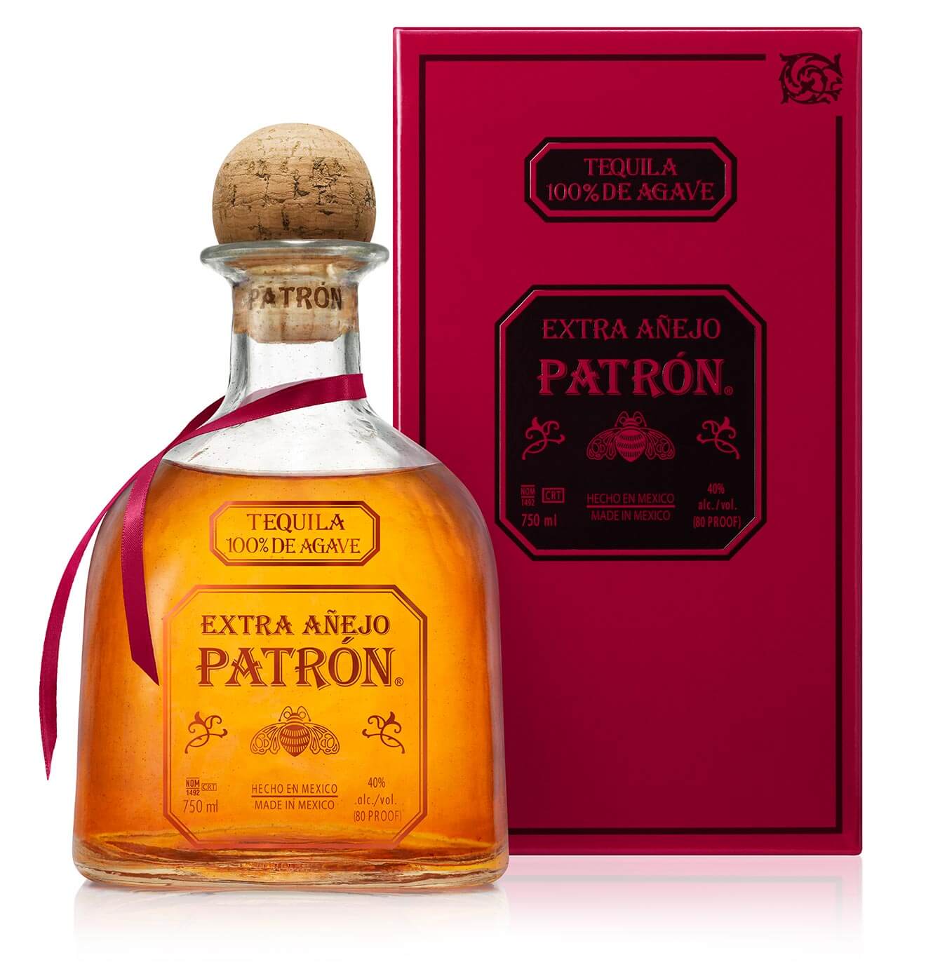 Patrón Extra Añejo Tequila, bottle and package