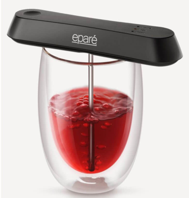 Eparé Pocket Wine Aerator, product in action on white