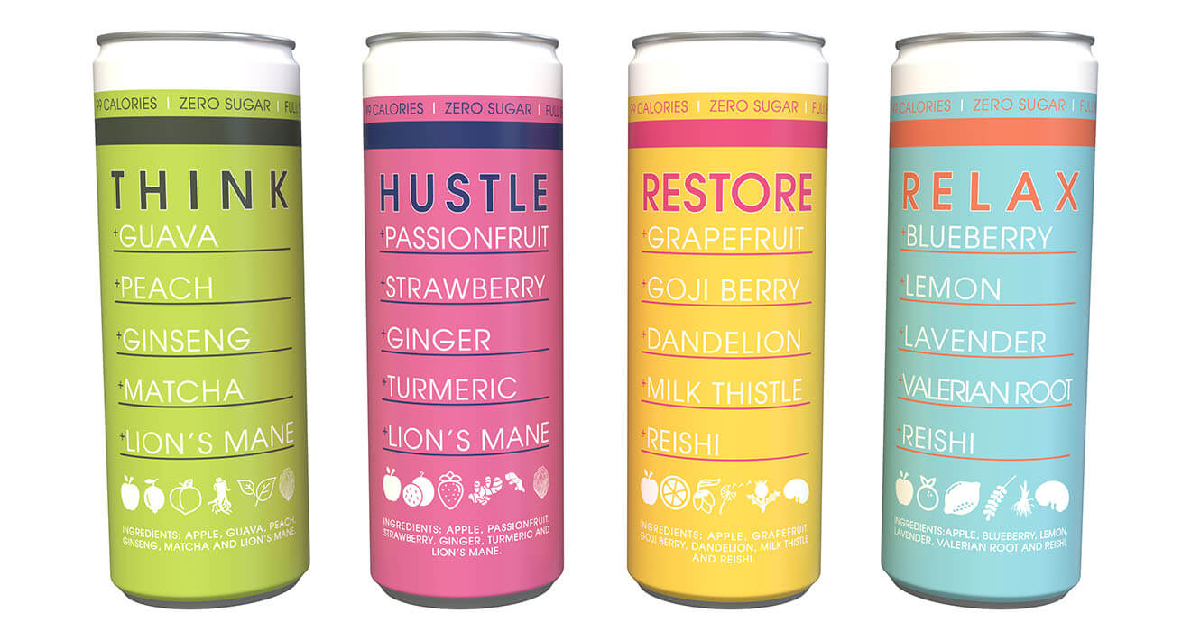 Pulp Culture flavors, cans on white