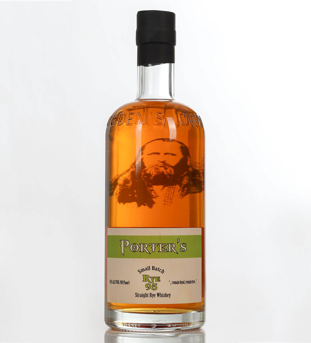 Porter's Small Batch Rye Whiskey, bottle on white