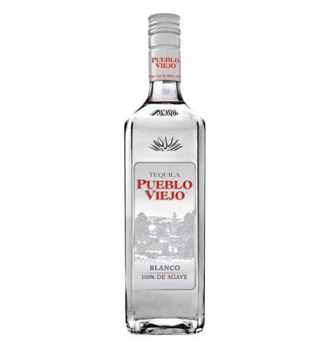 Pueblo Viejo Blanco Tequila, bottle on white