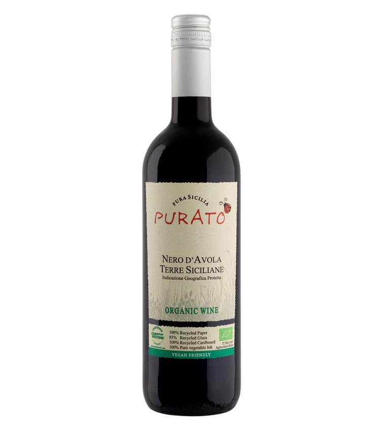 Purato Nero d’Avola 2017 Organic, bottle on white