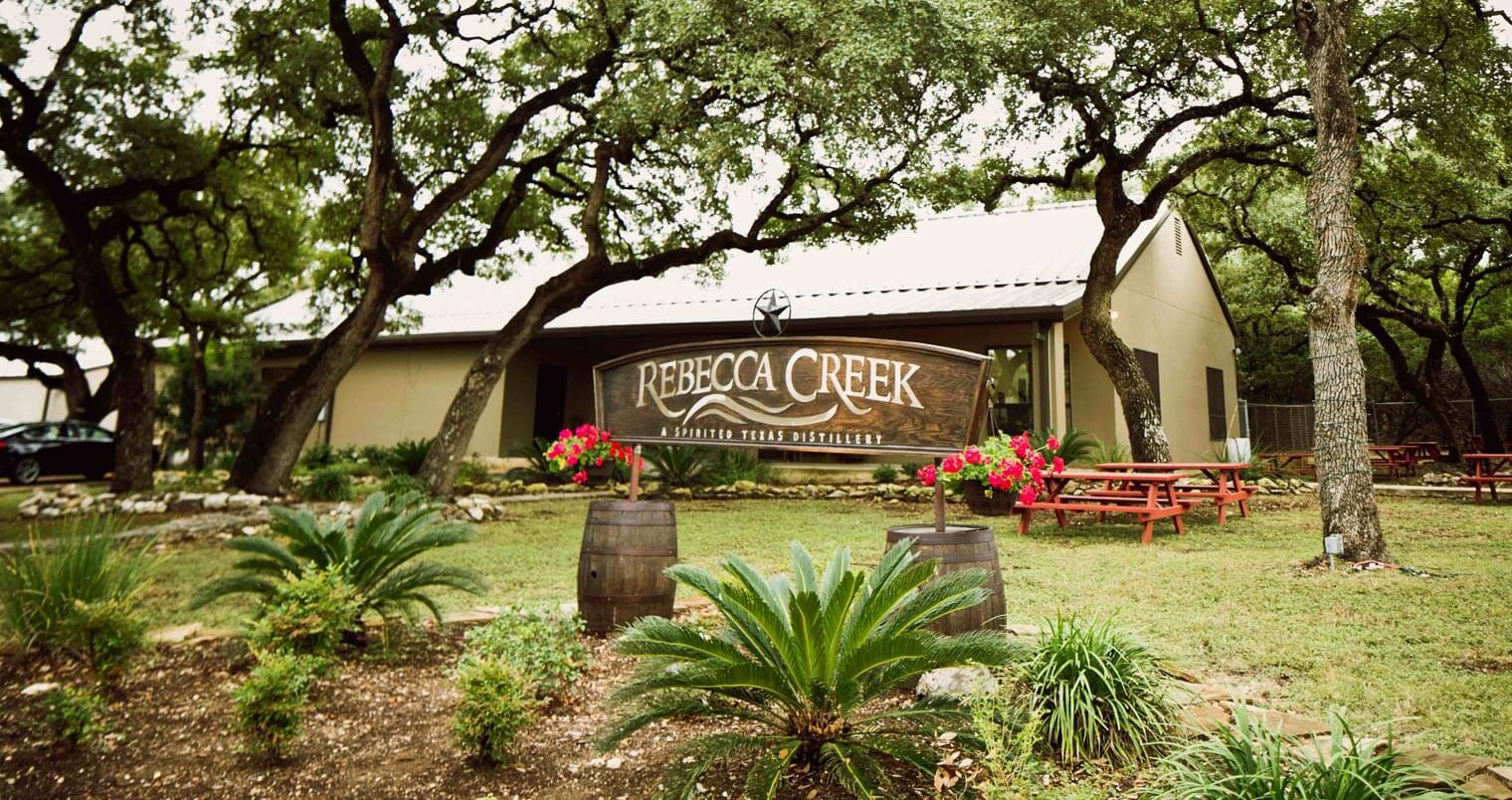 Rebecca Creek Distillery Tasting Room, outside front entrance, featured image