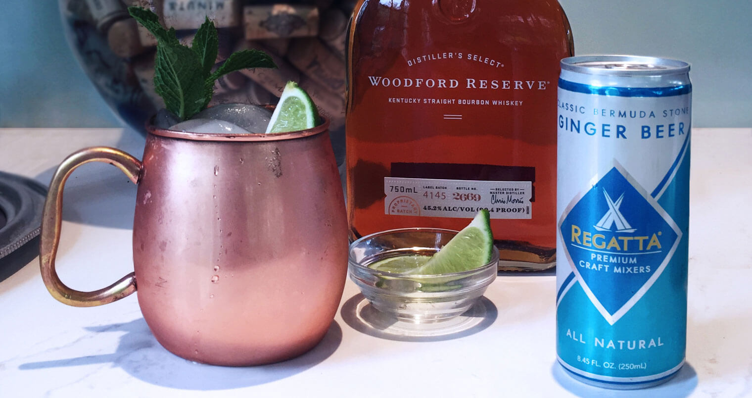 Regatta Kentucky Mule, bottle and cocktail with variety of decoration, featured image
