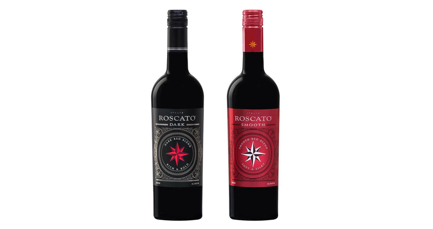 Roscato Dark and Roscato Smooth, bottles on white, featured image