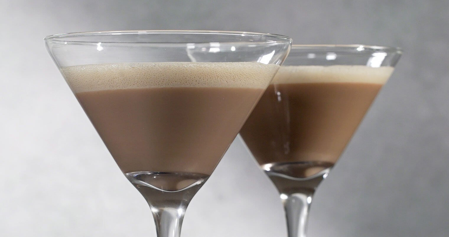 RumChata Cappuccino Martini, cocktails on grey, featured image