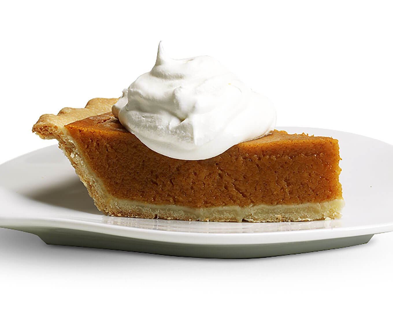 RumChata Pumpkin Pie, with whipped cream, on white plate