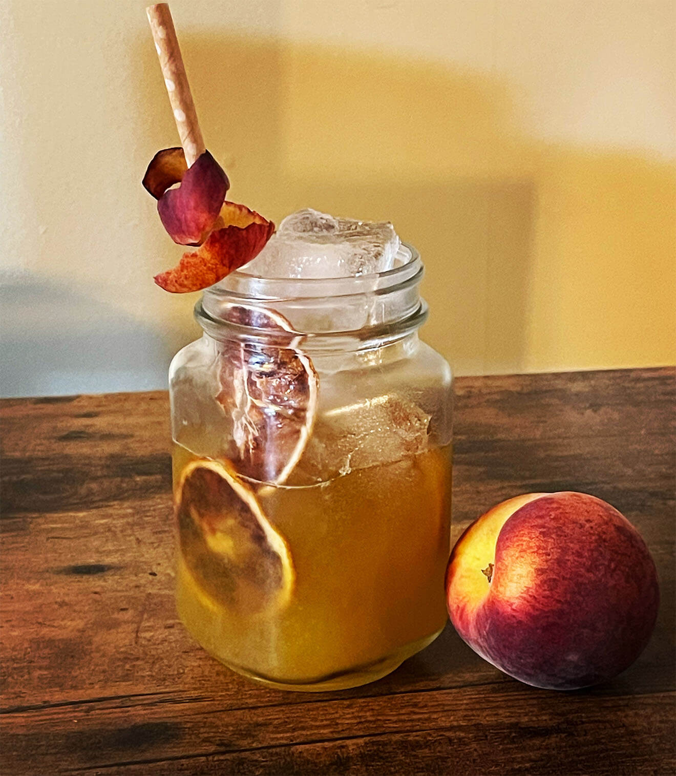 Rye Got My Peaches Down in Georgia, cocktail with garnish