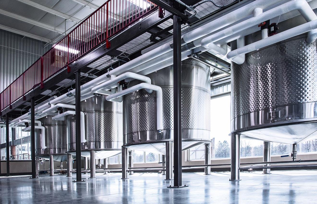 Southern Distilling Company Fermentation Tanks from Production Floor