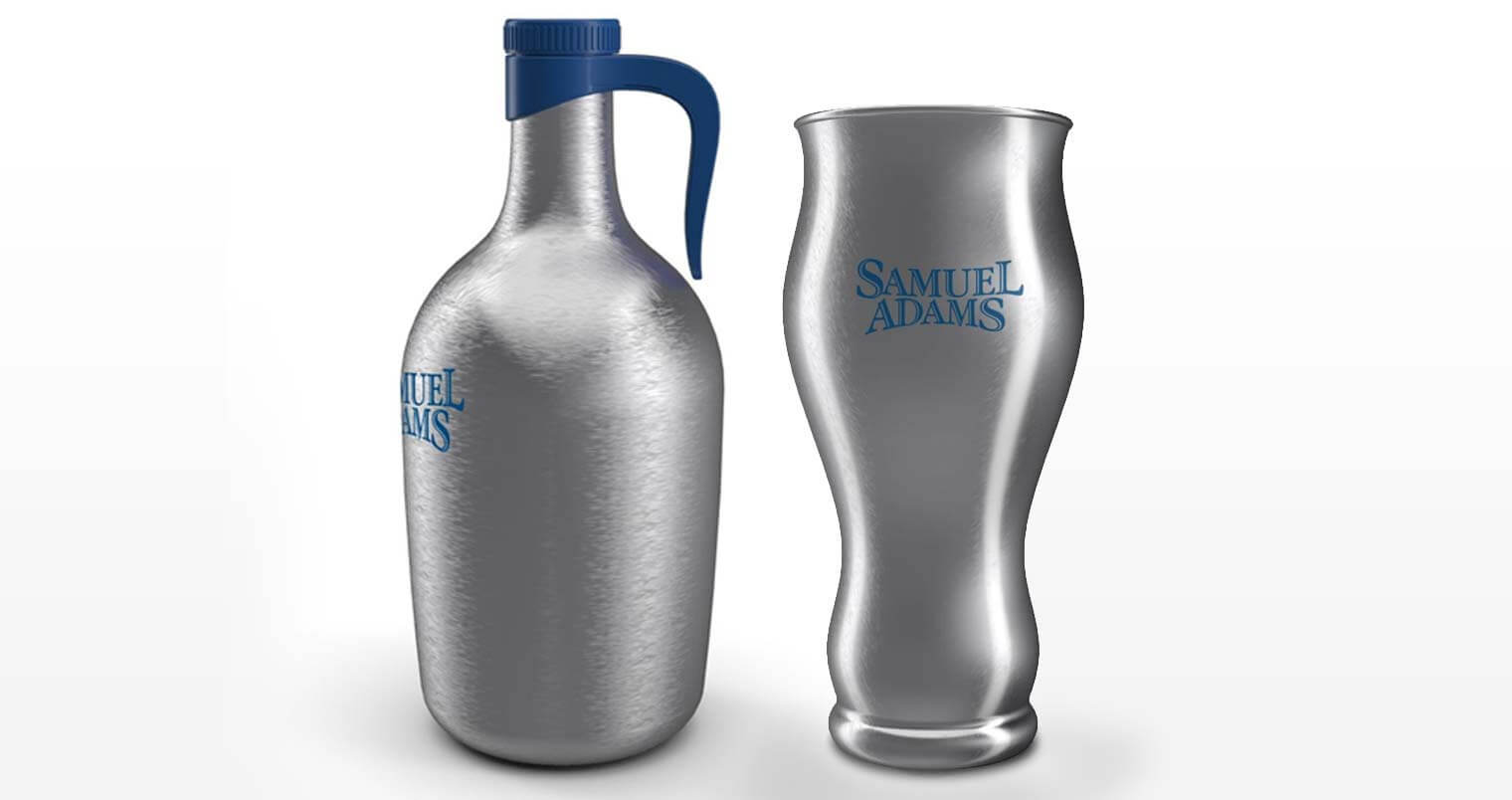 Stainless Steel Beer Growler and Sam Adams Perfect Pint