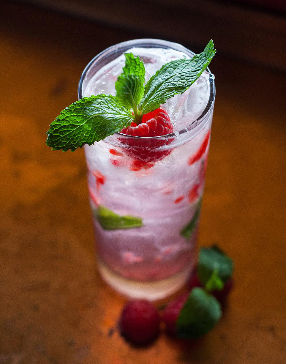 sea witch cocktail with mint garnish