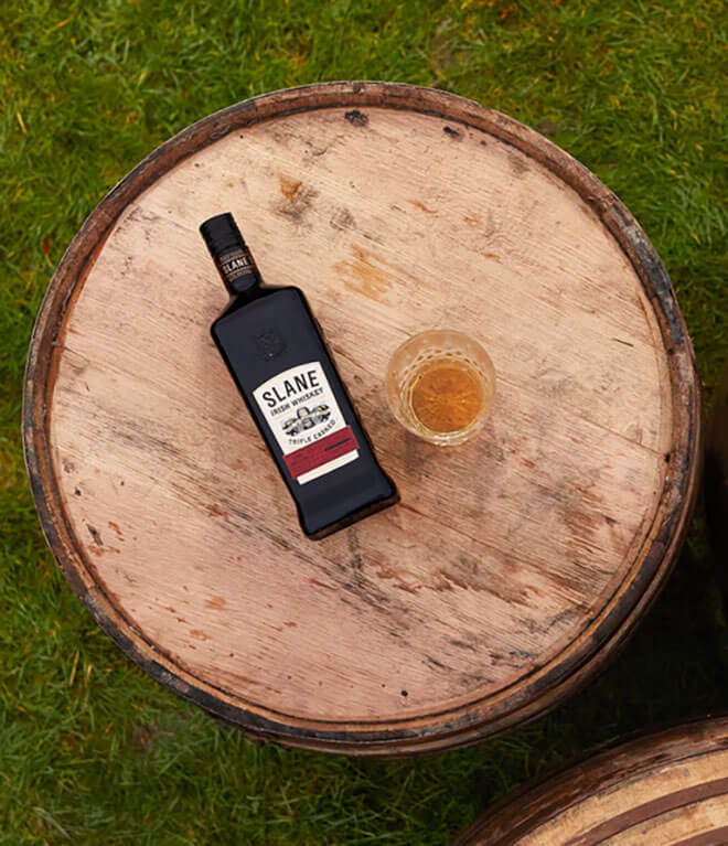 Slane bottle on barrelhead