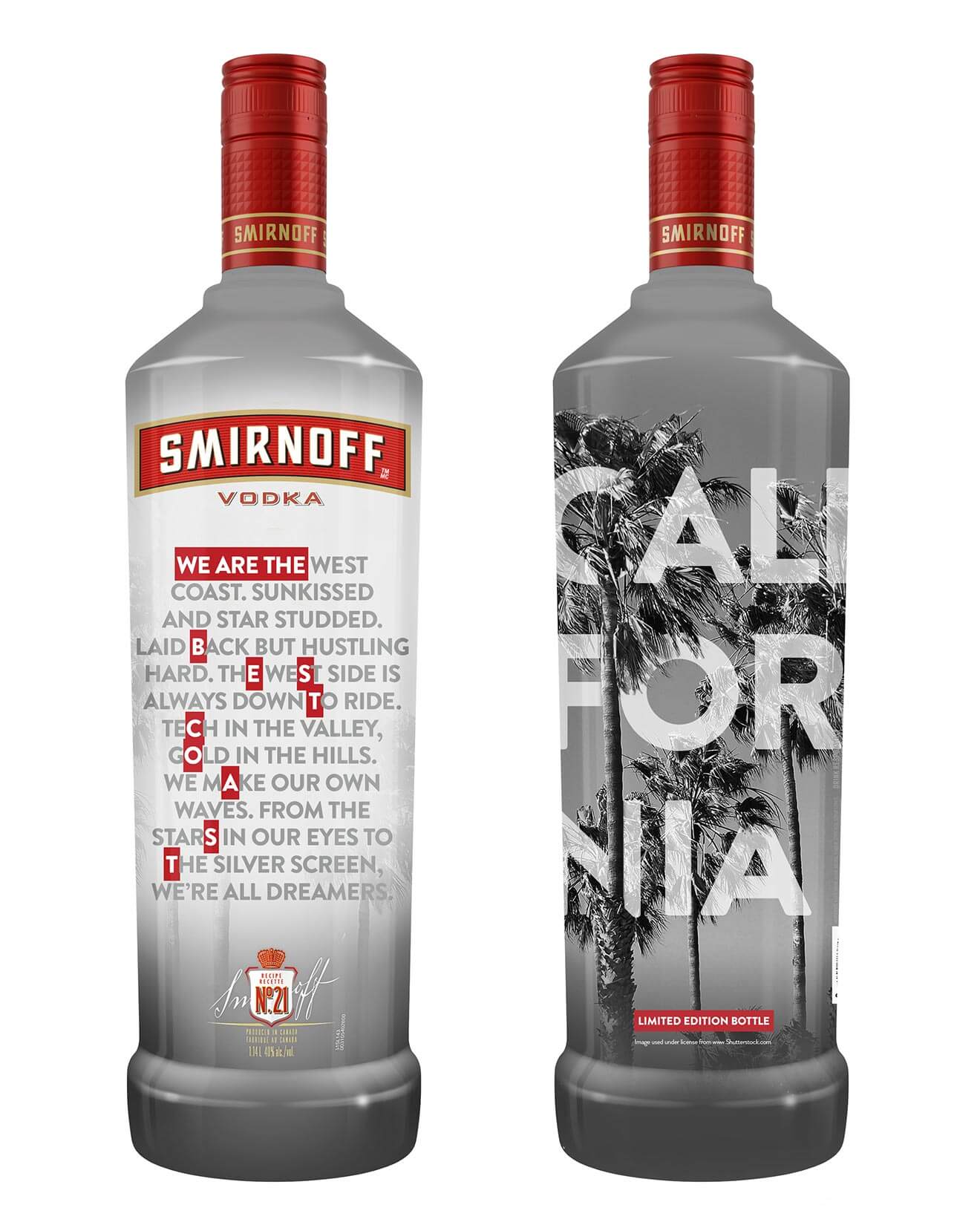 California Bottle, front and back on white