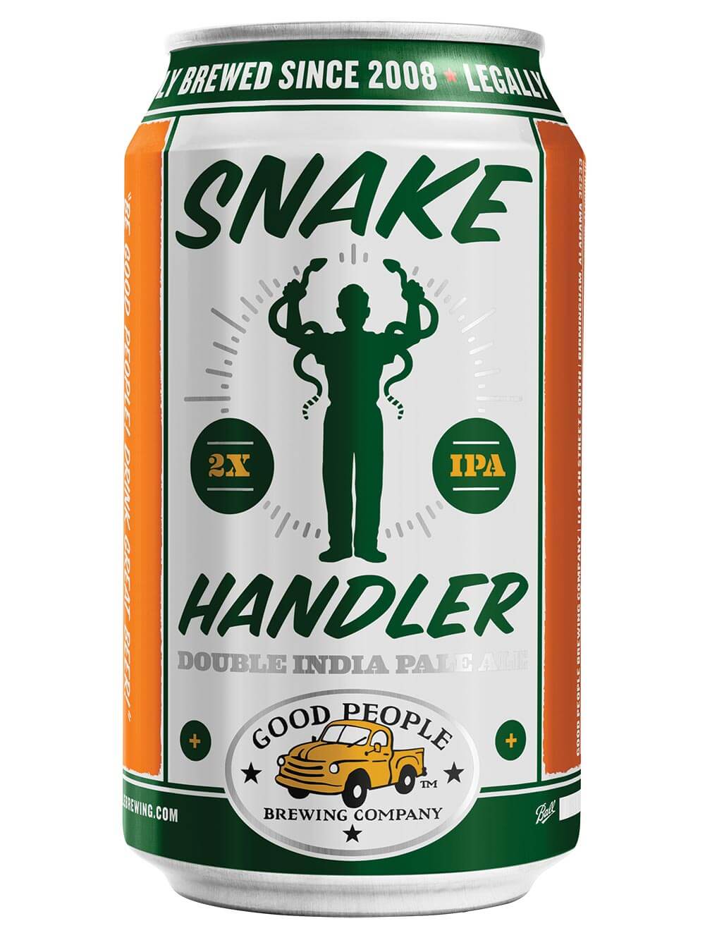 "Snake Handler" Double IPA aluminum can on white