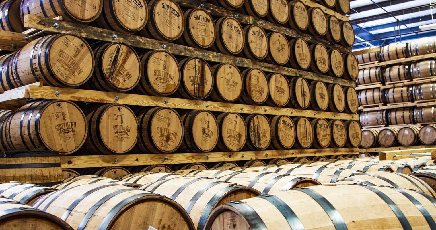 Southern Distilling Company, barrel room, featured image